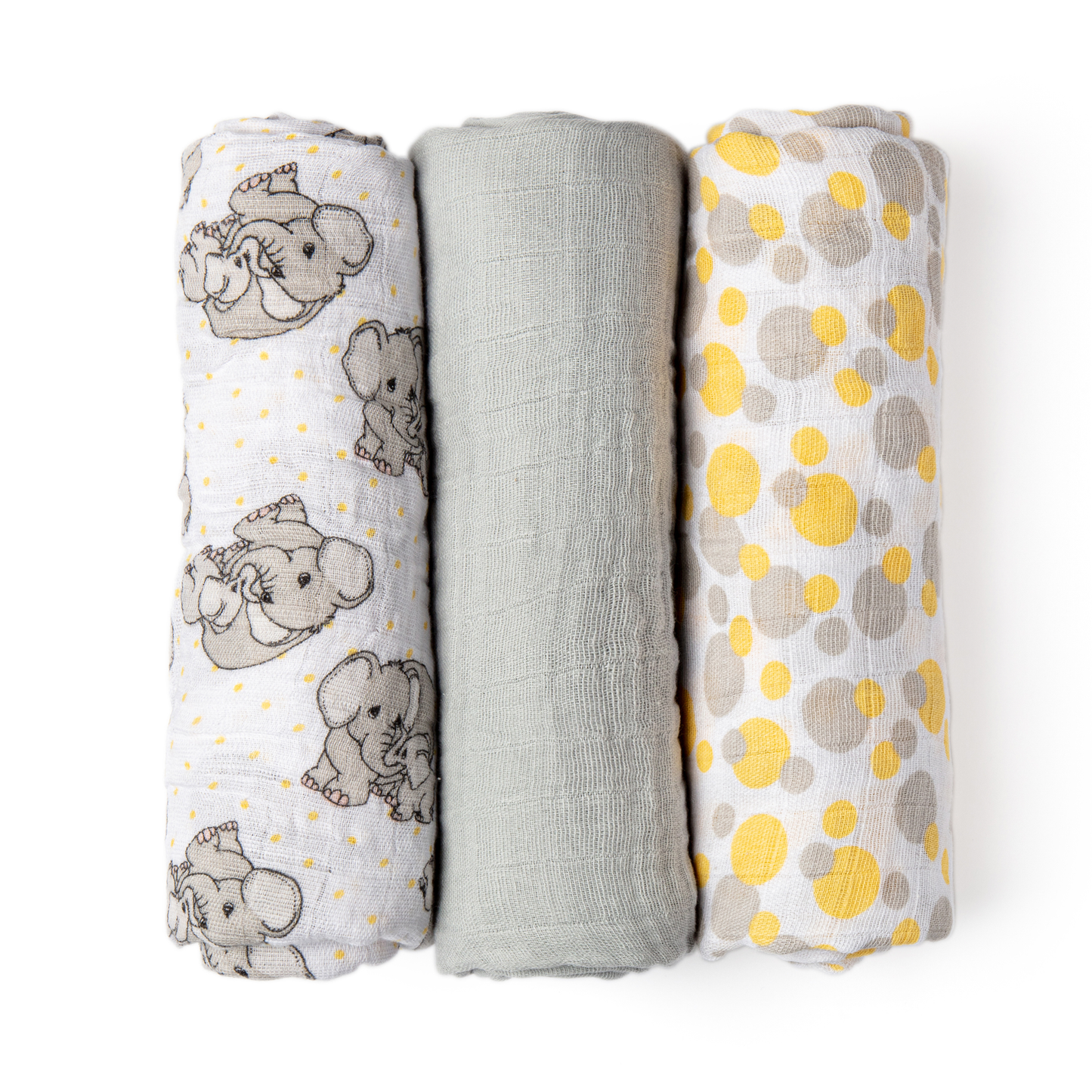 Precious Moments Love You Tons Muslin Blanket 3-Pack - Yellow Elephant