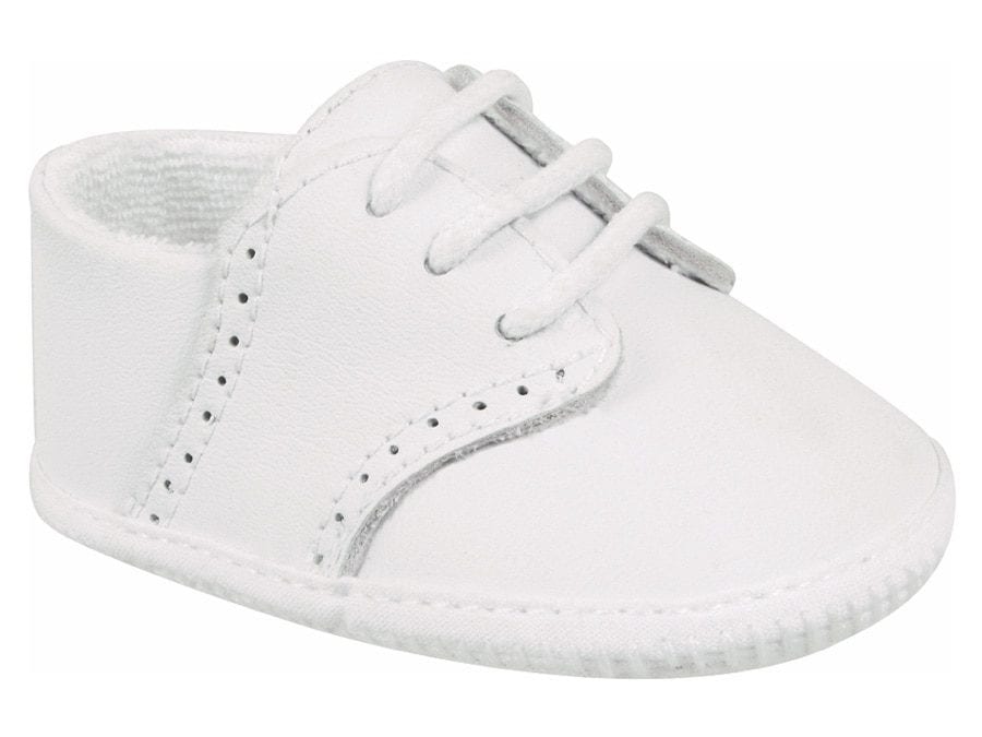 Zapatos de cuna para bebé de cuero blanco con ciervo para bebé