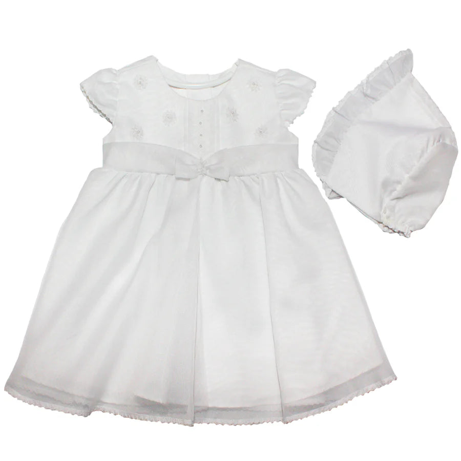 Karela Organza Christening Dress and Bonnet