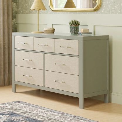 Namesake Eloise 7-Drawer Assembled Dresser in French Sage and Performance Sand Eco-Weave