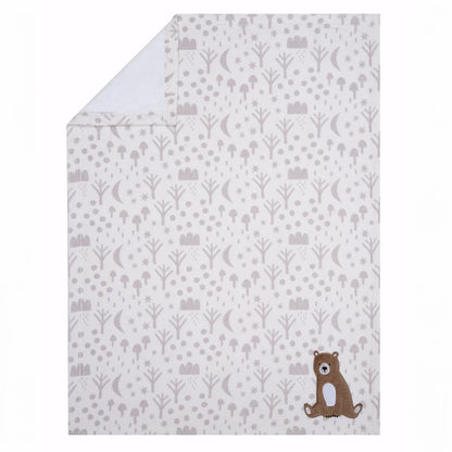 Bedtime Original Sleepytime Bear White/Brown Soft Fleece Baby Blanket