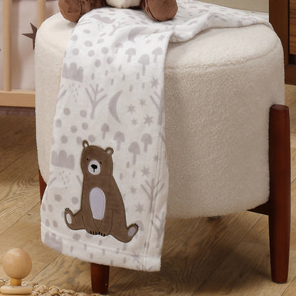 Bedtime Original Sleepytime Bear White/Brown Soft Fleece Baby Blanket