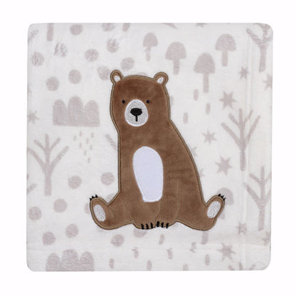 Bedtime Original Sleepytime Bear White/Brown Soft Fleece Baby Blanket