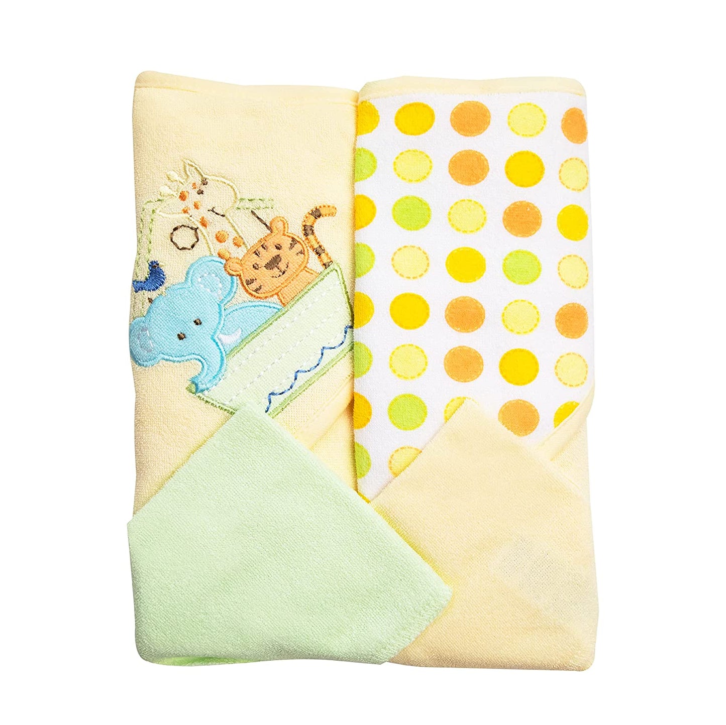 Spasilk Hooded Towel & Washcloths, 4PC Set - Yellow Ark