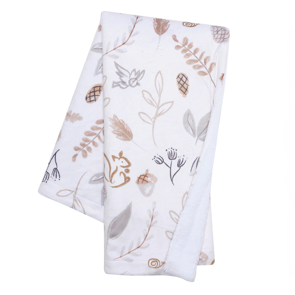 Lambs & Ivy Treetop Fox Woodland/Forest Minky/Faux Shearling Fleece Baby Blanket