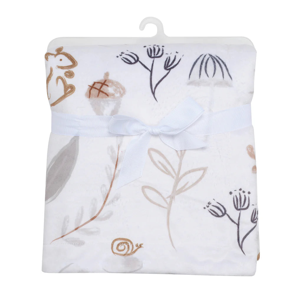 Lambs & Ivy Treetop Fox Woodland/Forest Minky/Faux Shearling Fleece Baby Blanket