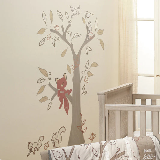 Treetop Fox Tree with Woodland Animals Wall Decals-Stickers