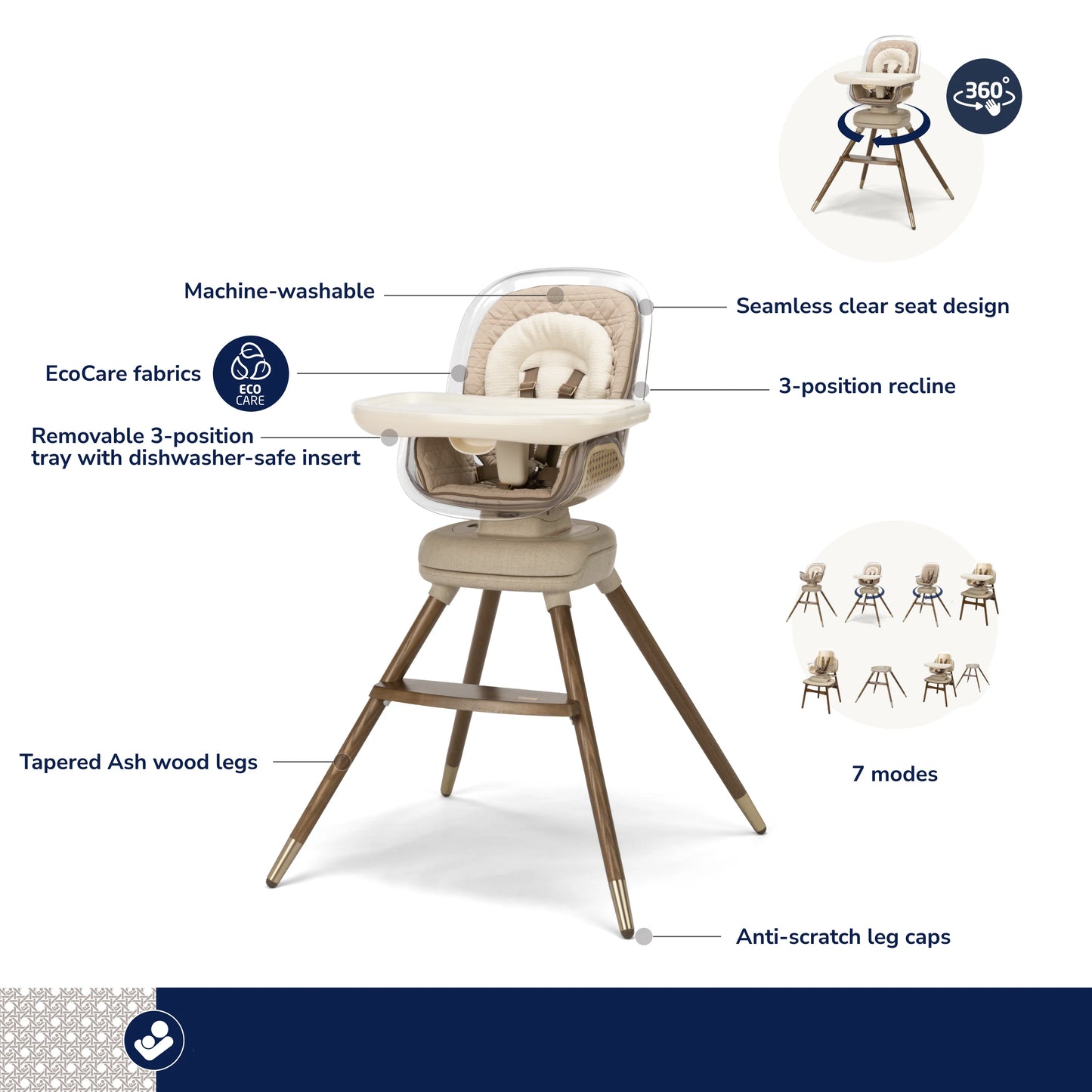 Maxi Cosi Kiskadee 360° Rotating High Chair, Natural Heritage