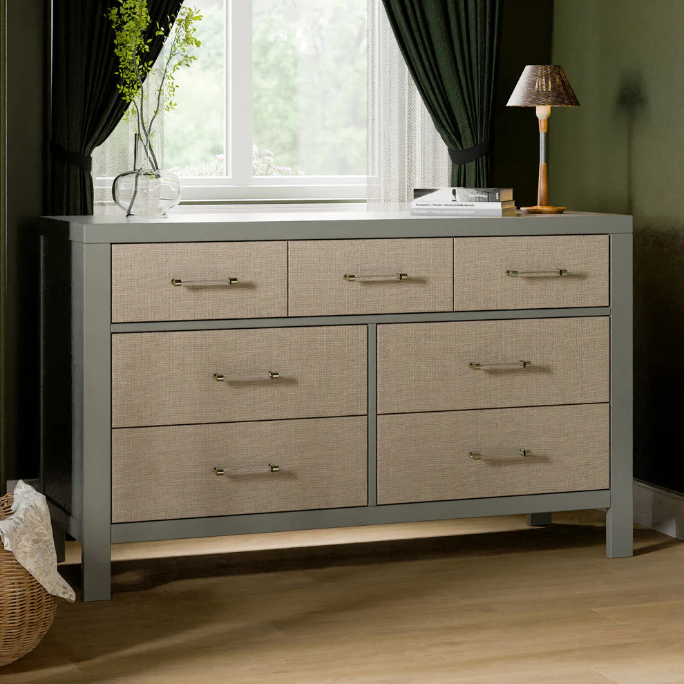 Namesake Eloise 7-Drawer Assembled Dresser in French Sage and Performance Sand Eco-Weave