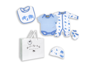 Rose Textiles Elephant Boy 5-Piece Take Me Home Mesh Bag Set