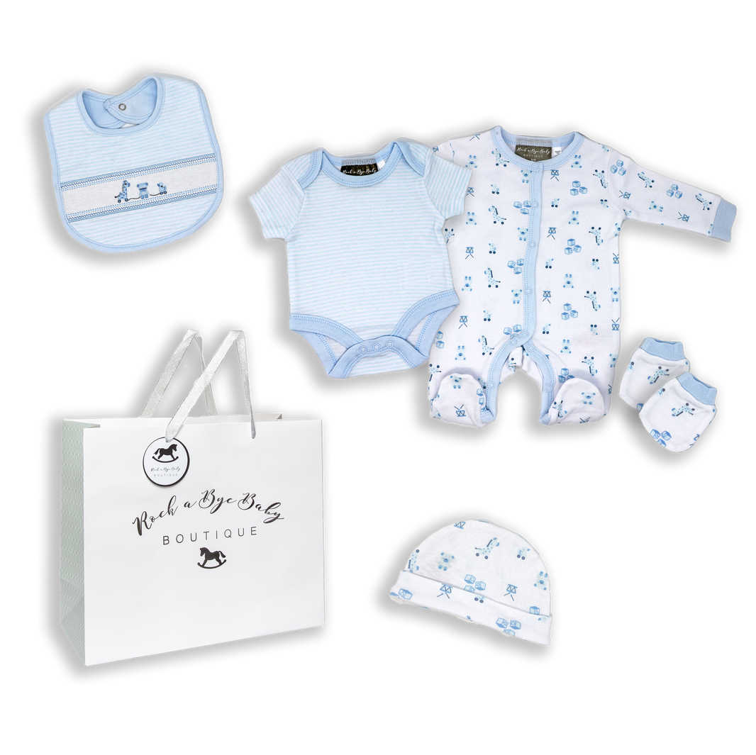 Baby Club Chic Blue Floral Bows Take Me Home Set w/ Hat main image 0