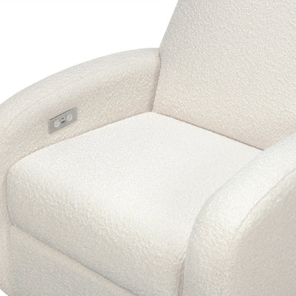 Babyletto Nami Glider Recliner w/ Electronic Control and USB in Ivory Boucle w/Light Wood Base