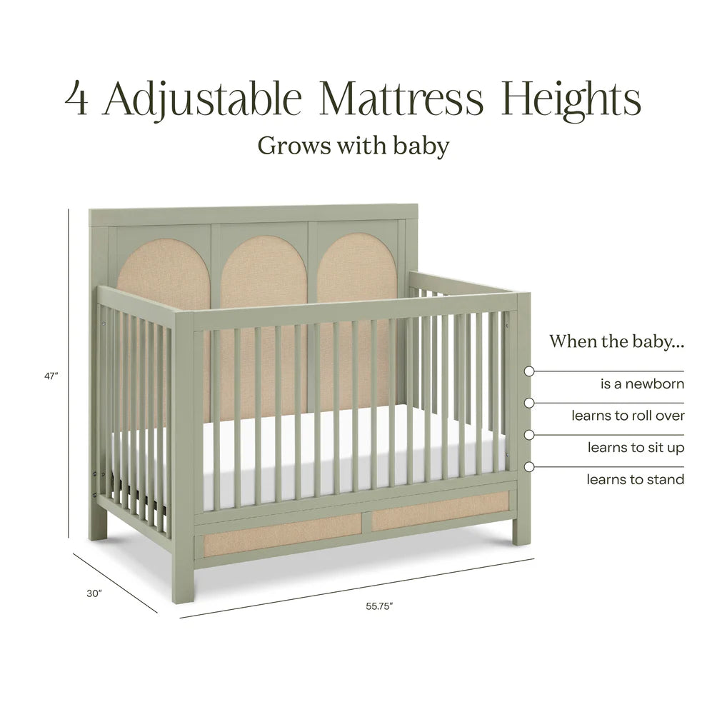 Namesake Eloise 4-in-1 Convertible Crib in French Sage and Performance Sand Eco-Weave