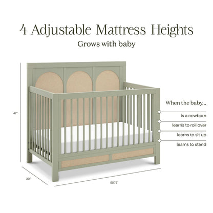 Namesake Eloise 4-in-1 Convertible Crib in French Sage and Performance Sand Eco-Weave