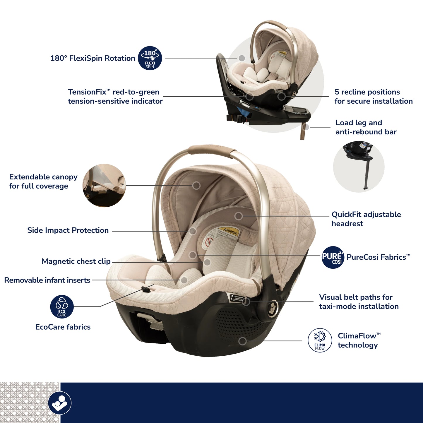 Masi Cosi Peri™ 180° Rotating Infant Car Seat, Natural Heritage