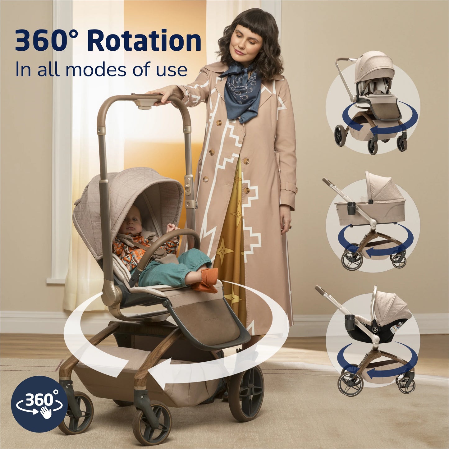 Maxi Cosi Tana Mc360 Fullsize Modular Stroller,  Natural Heritage