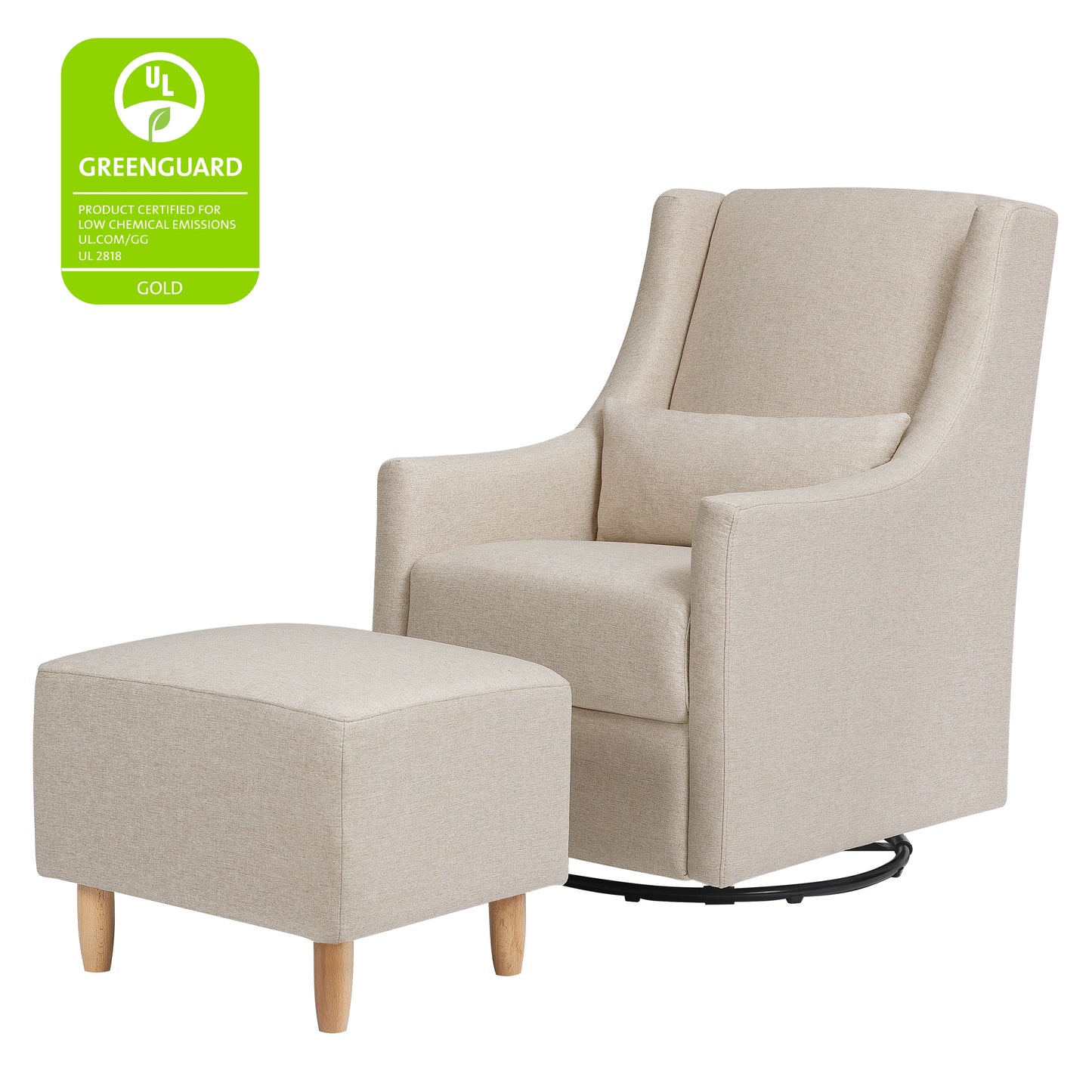 Babyletto Toco Swivel Glider and Ottoman in Eco-Performance Fabric